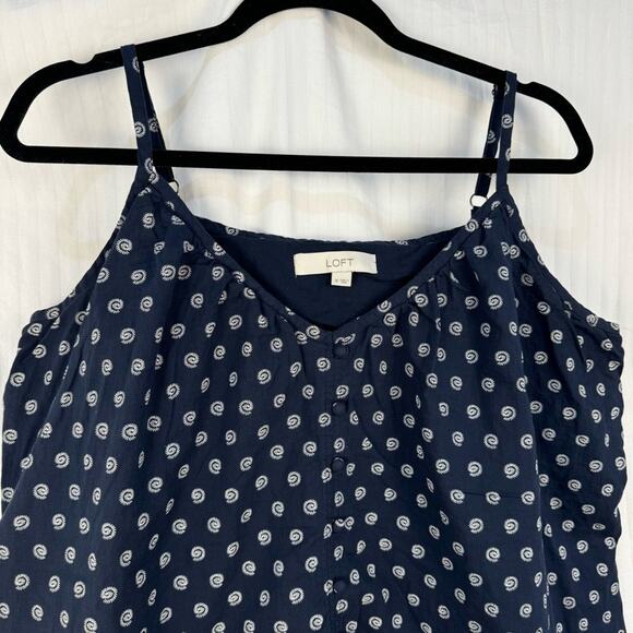 Loft Boxy Cotton Blouse Women’s Size Medium Spaghetti Strap Cami Top Nautical - Picture 4 of 6